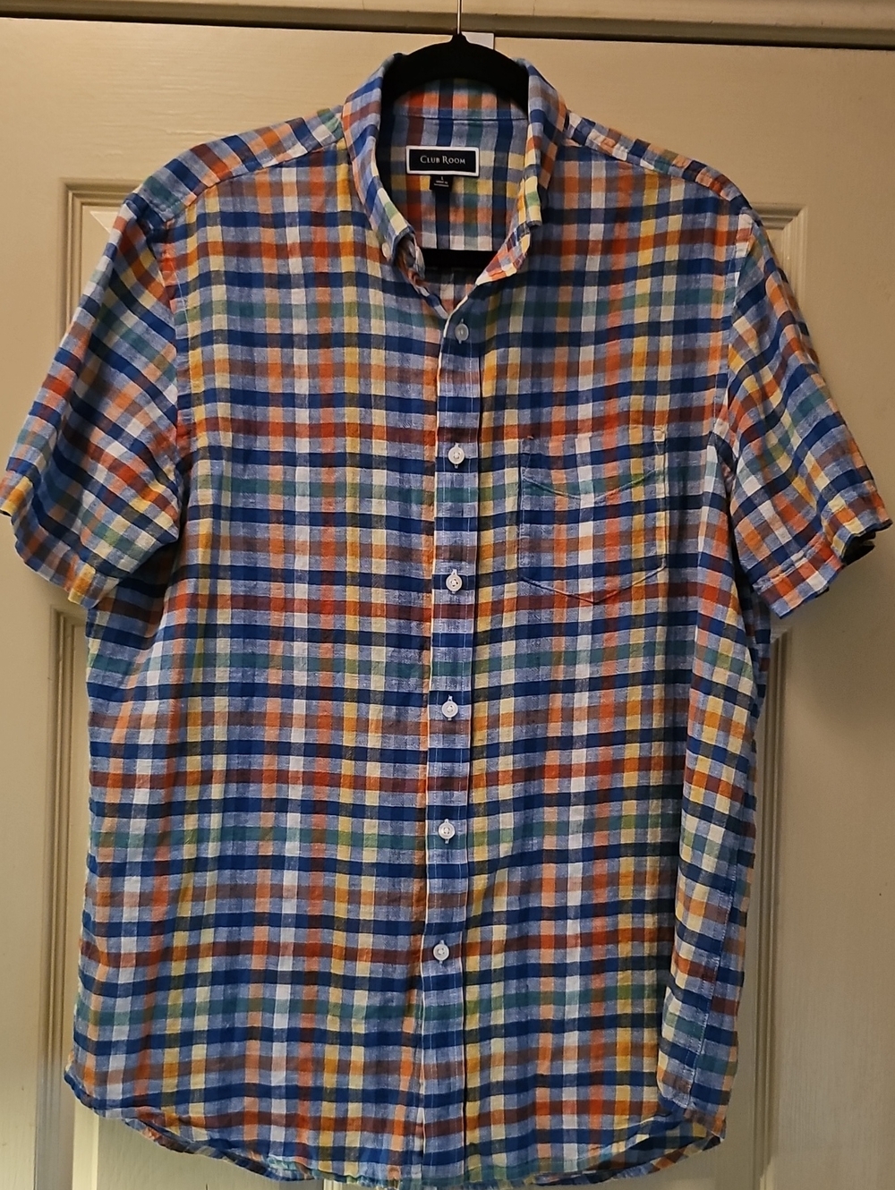 Club Room Multicolor Plaid Short Sleeve Button-Down Shirt